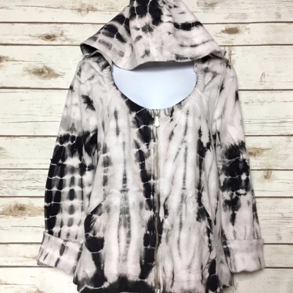 Tie Dye Zip Up Jacket Top with Hood HOODIE by XCVI - Picture 4 of 8